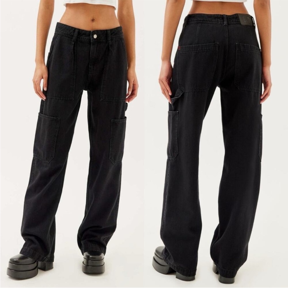 NWOY BDG by Urban Outfitters Womens Julian Wide Leg Cargo Jeans in Black Size 31